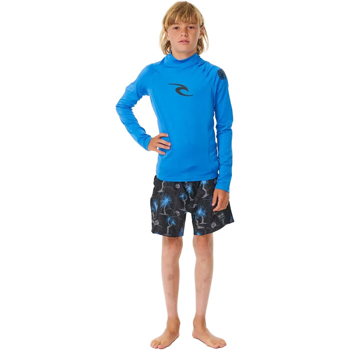 2024 Rip Curl Jungen Brand Wave UPF Long Sleeve Lycra Vest 122BRV - Blue Gum